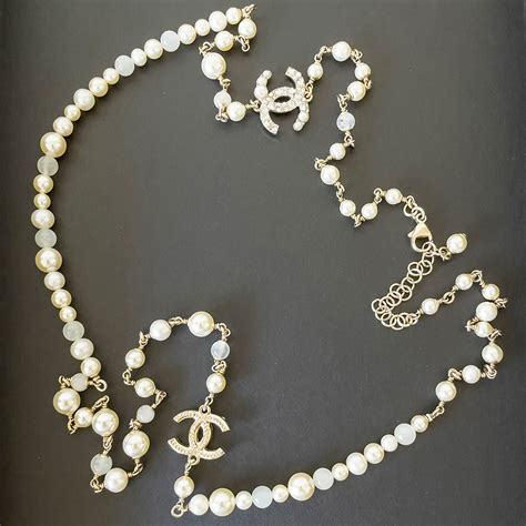 chanel pearl necklace knockoff|faux chanel long pearl necklace.